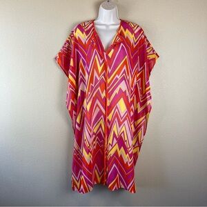 M Missoni cotton purple pink orange yellow zig zag kaftan
